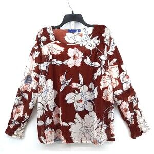 Apt. 9 Shirt Womens Size XXL Burnt Orange Floral Sheer Tank Lined Blouse Top